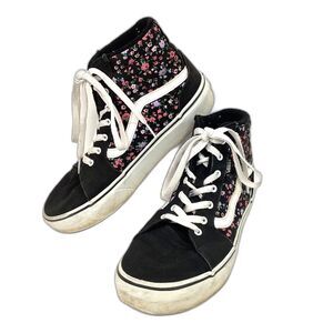 Vans OTW -Women's Sz 6 - Sk8 Hi -Black/Mini Flowers -Floral Skate Shoes - 721356